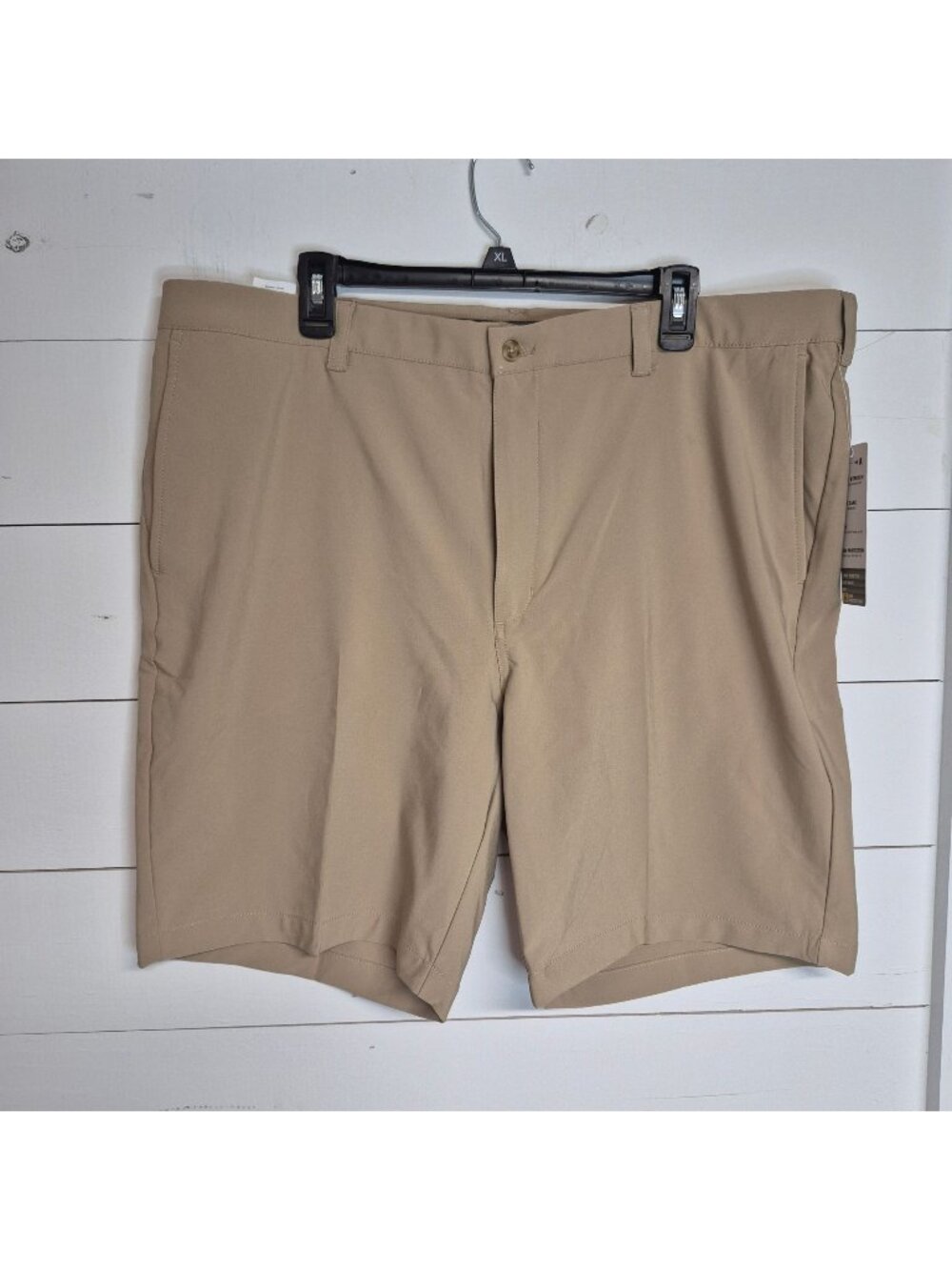 Grand Slam Mens Khaki 4-Way Stretch Golf Shorts With Active Waistband Sun Protec